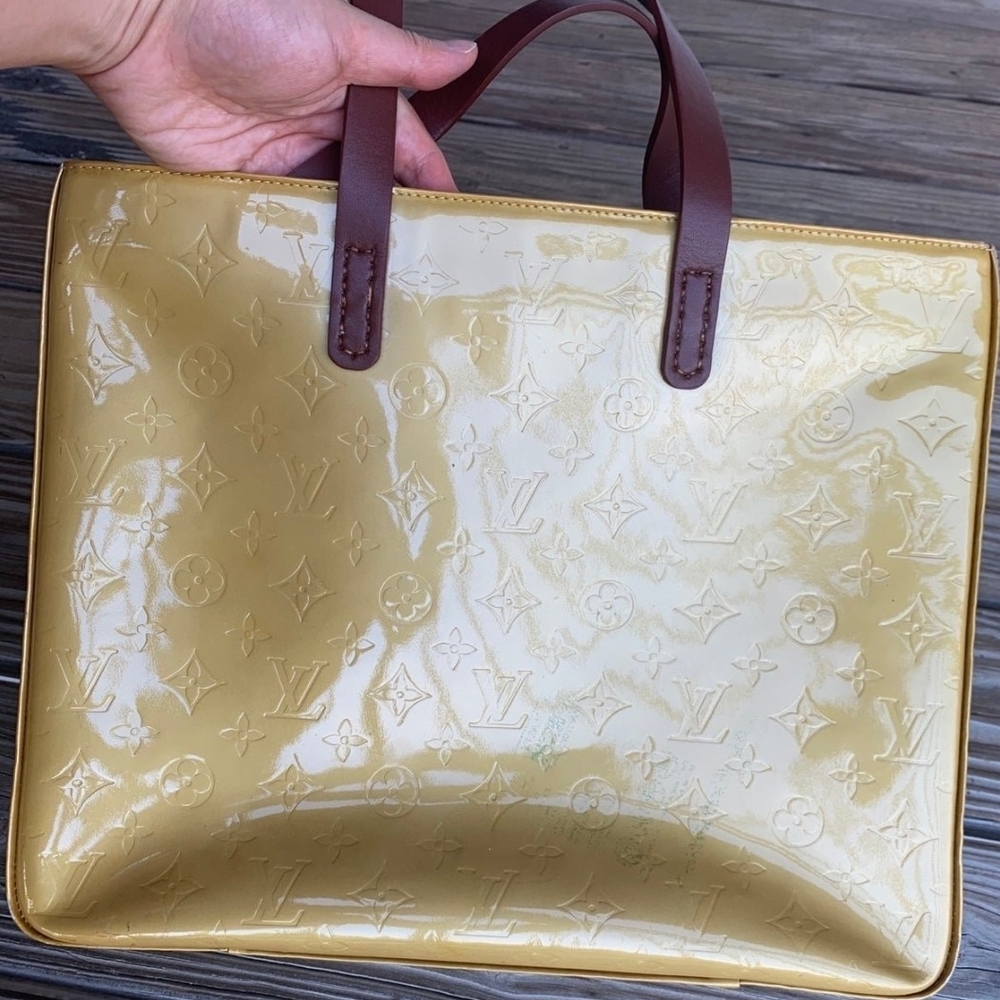 Louis Vuitton Tan Patent Leather Tote Bag